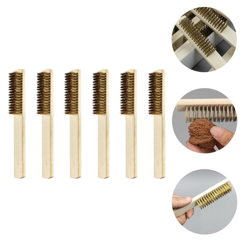 6Pcs Wooden Handle Stainless Steel Wire Brush Set For Rust Removal And Woodworking - Image 5